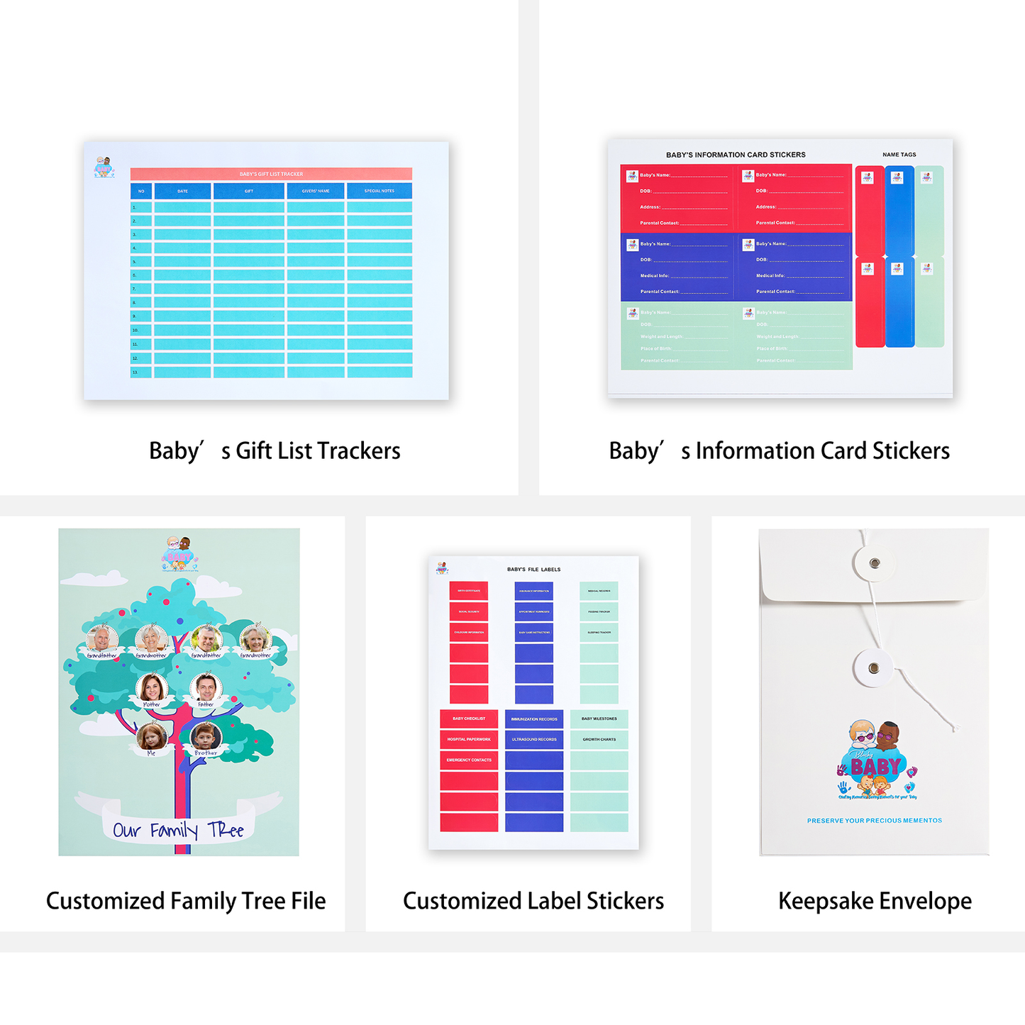 Baby Document Organizer with 12 Pockets – Durable Keepsake Folder for Boys & Girls, with Silver Handle & Lock, Ideal for Baby & Pregnancy Records